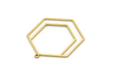 Brass Hexagon Charm, 4 Raw Brass Hexagon Shaped Charms With 1 Loop, Earring Findings, Geometric Charms (33.5x27.5x0.80mm) SMP0575