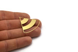 Brass Triangle Charm, 2 Raw Brass Triangle Charms With 1 Loop, Findings (36x39x0.60mm) SMP0578