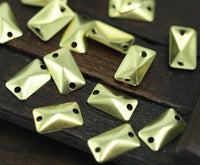 Raw Brass Rectangle, 100 Raw Brass Rectangle Connectors with 2 Holes, Findings (10x6mm)  A0547