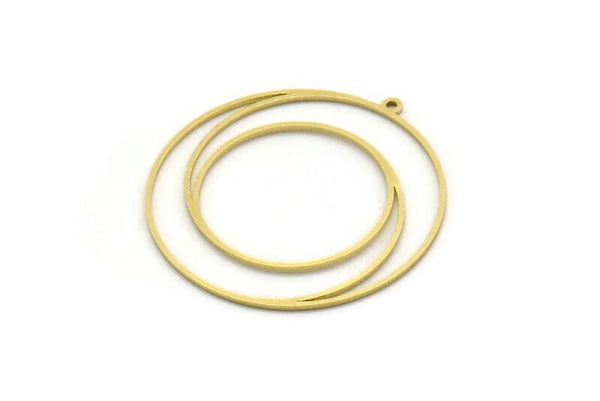 Brass Round Charm, 2 Raw Brass Round Charm With 1 Loop, Charm Pendants (37x35x0.80mm) SMP0583