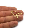 Brass Flower Charm, 6 Raw Brass Flower Charms With 1 Loop, Findings (29x25x0.80mm) SMP0585