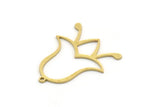 Brass Flower Charm, 6 Raw Brass Flower Charms With 1 Loop, Findings (29x25x0.80mm) SMP0585