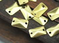 Raw Brass Rectangle, 100 Raw Brass Rectangle Connectors with 2 Holes, Findings (10x6mm)  A0547