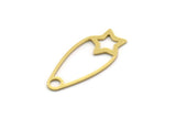 Brass Oval Charm, 6 Raw Brass Oval Charms With 1 Loop, Star Charms, Earring Charms, Findings (32x14x0.80mm) SMP0587