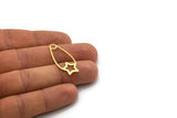 Brass Oval Charm, 6 Raw Brass Oval Charms With 1 Loop, Star Charms, Earring Charms, Findings (32x14x0.80mm) SMP0587