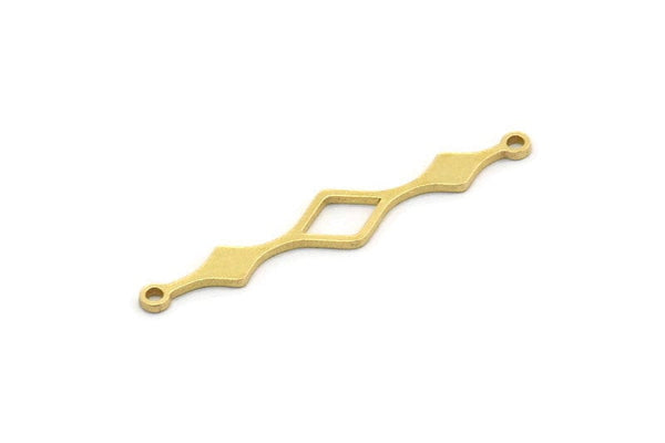 Brass Diamond Charm, 24 Raw Brass Diamond Shaped Charms With 2 Loops, Connector Findings (35x6x0.80mm) SMP0593 A6272