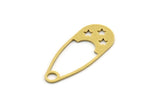 Brass Oval Charm, 6 Raw Brass Oval Charms With 1 Loop, Star Charms, Earring Charms, Findings (32x13x0.80mm) SMP0594