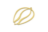 Brass Tulip Charm, 4 Raw Brass Tulip Charms With 1 Loop, Pendant Charms, Findings (39x27x0.80mm) SMP0596