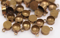 50 Raw Brass Charms Setting, Findings (5 mm)