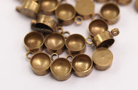 50 Raw Brass Charms Setting, Findings (5 mm)