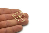 Brass Shield Charm, 4 Raw Brass Shield Charms With 1 Loop, Geometric Findings (34x28x0.80mm) SMP0736