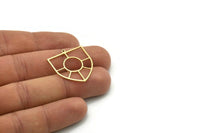 Brass Shield Charm, 4 Raw Brass Shield Charms With 1 Loop, Geometric Findings (27x24x0.80mm) SMP0737