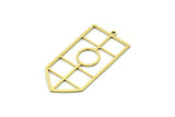 Brass Shield Charm, 4 Raw Brass Shield Charms With 1 Loop, Geometric Findings (41x19.5x0.80mm) SMP0738