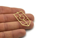 Brass Shield Charm, 4 Raw Brass Shield Charms With 1 Loop, Geometric Findings (41x19.5x0.80mm) SMP0738