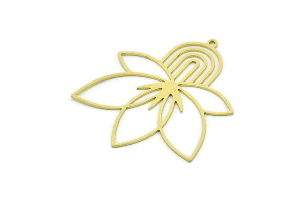 Brass Rainbow Charm, 2 Raw Brass Lotus Flower Charms With 1 Loop, Charm Pendants, Earring Findings (41x34x0.60mm) SMP0739