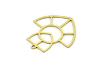 Brass Irregular Charm, 6 Raw Brass Irregular Shaped Charms With 1 Loop, Findings (26x23x0.60mm) SMP0740
