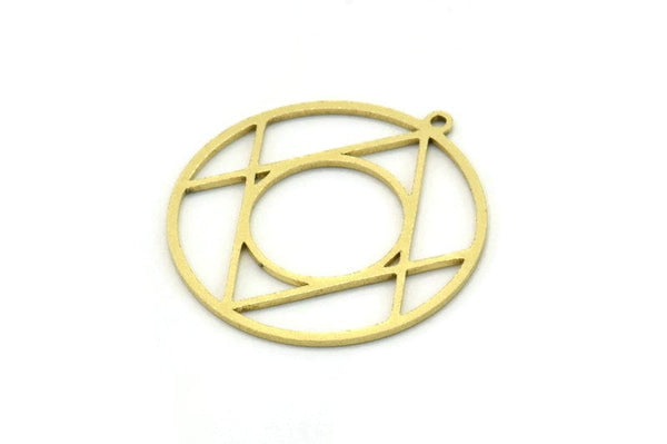 Brass Round Charm, 4 Raw Brass Round Charm With 1 Loop, Charm Pendants (29x27x0.80mm) SMP0741
