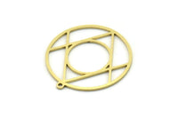 Brass Round Charm, 4 Raw Brass Round Charm With 1 Loop, Charm Pendants (29x27x0.80mm) SMP0741
