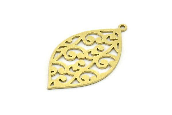 Brass Marquise Charm, 6 Raw Brass Marquise Charms With 1 Loop, Earrings, Pendants (31x18x0.60mm) SMP0744