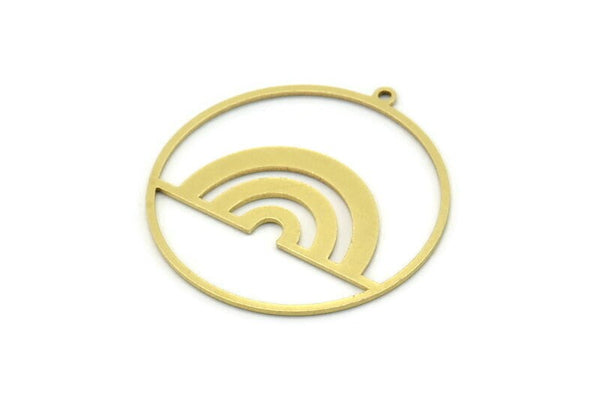Brass Round Charm, 2 Raw Brass Round Charm With 1 Loop, Charm Pendants (34x32x0.80mm) SMP0745