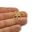 Brass Flower Charm, 6 Raw Brass Flower Charms, Charm Pendants, Findings (31.5x29x0.60mm) SMP0746