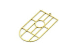 Brass D Shaped Charm, 2 Raw Brass D Shaped Charms With 1 Loop, Earrings, Findings (44x23x0.80mm) SMP0747