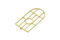 Brass D Shaped Charm, 2 Raw Brass D Shaped Charms With 1 Loop, Earrings, Findings (44x23x0.80mm) SMP0747
