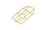 Brass D Shaped Charm, 2 Raw Brass D Shaped Charms With 1 Loop, Earrings, Findings (44x23x0.80mm) SMP0747