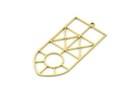 Brass Shield Charm, 2 Raw Brass Shield Charms With 1 Loop, Geometric Findings (44x21x0.80mm) SMP0751