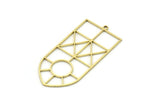Brass Shield Charm, 2 Raw Brass Shield Charms With 1 Loop, Geometric Findings (44x21x0.80mm) SMP0751