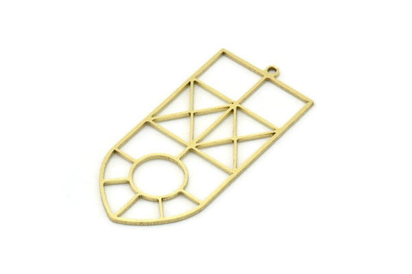 Brass Shield Charm, 2 Raw Brass Shield Charms With 1 Loop, Geometric Findings (44x21x0.80mm) SMP0751