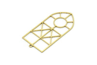 Brass Shield Charm, 2 Raw Brass Shield Charms With 1 Loop, Geometric Findings (44x21x0.80mm) SMP0751