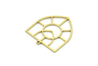 Brass Shield Charm, 4 Raw Brass Shield Charms With 1 Loop, Geometric Findings (26x23x0.80mm) SMP0753