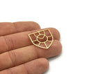 Brass Shield Charm, 4 Raw Brass Shield Charms With 1 Loop, Geometric Findings (26x23x0.80mm) SMP0753