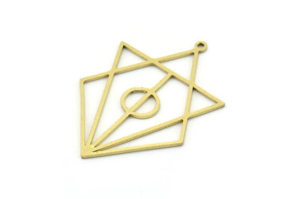 Brass Diamond Charm, 4 Raw Brass Diamond Charms With 1 Loop, Findings (37x26x0.80mm) SMP0754