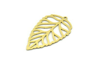 Brass Leaf Charm, 4 Raw Brass Leaf Charms With 1 Loop, Charm Pendants (33x20x0.60mm) SMP0756