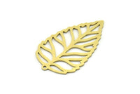 Brass Leaf Charm, 4 Raw Brass Leaf Charms With 1 Loop, Charm Pendants (33x20x0.60mm) SMP0756
