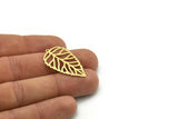 Brass Leaf Charm, 4 Raw Brass Leaf Charms With 1 Loop, Charm Pendants (33x20x0.60mm) SMP0756