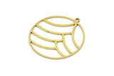 Brass Round Charm, 4 Raw Brass Round Charm With 1 Loop, Charm Pendants (32x30x0.80mm) SMP0759