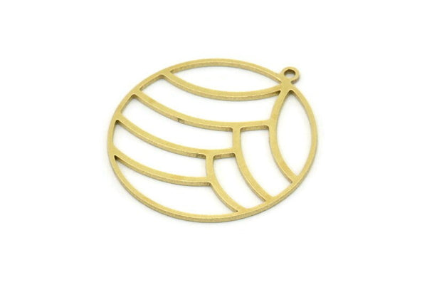 Brass Round Charm, 4 Raw Brass Round Charm With 1 Loop, Charm Pendants (32x30x0.80mm) SMP0759