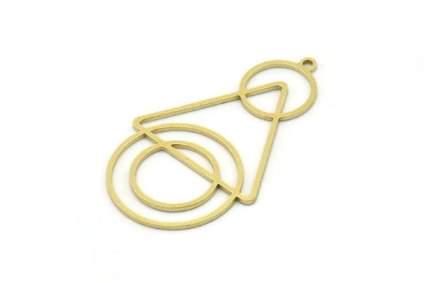 Brass Round Charm, 4 Raw Brass Triangle Charms With 1 Loop, Findings (40x24x0.80mm) SMP0760
