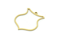 Brass Shield Charm, 6 Raw Brass Shield Charms With 1 Loop, Geometric Findings (25x22x0.80mm) SMP0761