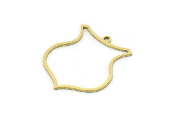 Brass Shield Charm, 6 Raw Brass Shield Charms With 1 Loop, Geometric Findings (25x22x0.80mm) SMP0761