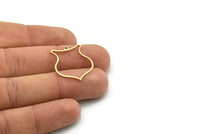 Brass Shield Charm, 6 Raw Brass Shield Charms With 1 Loop, Geometric Findings (25x22x0.80mm) SMP0761