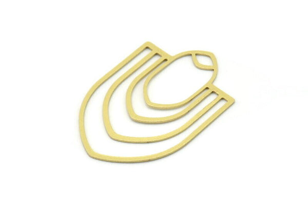 Brass Charm, Brass Pendant, Charm Pendant, 4 Raw Brass U Shaped Charm With 1 Loop, Findings (36x25x0.60mm) SMP0762