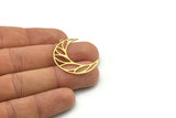 Brass Moon Charm, 6 Raw Brass Crescent Moon Charms With 1 Loop, Findings (32x10x0.60mm) SMP0763