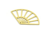 Brass Fan Charm, 4 Raw Brass Fan Shaped Charms With 1 Hole, Pendants, Findings (20x34x0.60mm) SMP0765