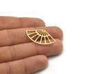 Brass Fan Charm, 4 Raw Brass Fan Shaped Charms With 1 Hole, Pendants, Findings (20x34x0.60mm) SMP0765