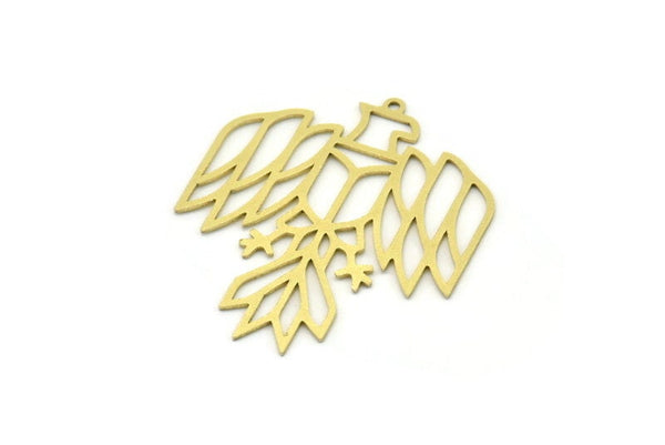 Brass Eagle Charm, 4 Raw Brass Eagle Shaped Charms With 1 Loop, Bird Charms, Findings (37x32x0.60mm) SMP0766