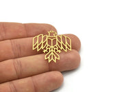 Brass Eagle Charm, 4 Raw Brass Eagle Shaped Charms With 1 Loop, Bird Charms, Findings (37x32x0.60mm) SMP0766